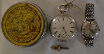 Silver case Waltham pocket watch Birmingham 1907 & a Perona gents wrist watch