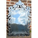 Large ornate Venetian style wall mirror (some damage) 109cm by 66cm