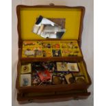 Jewellery box containing costume jewellery & sports medals