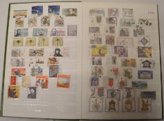 Collection in a green stock book of used unified Germany stamps 1990 to 2005