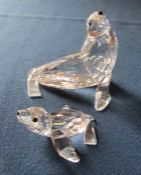 Swarovski sealion 679592 and baby seal 221120 both complete with boxes etc