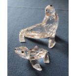 Swarovski sealion 679592 and baby seal 221120 both complete with boxes etc