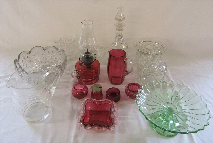 Assorted glassware inc cranberry glass