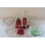 Assorted glassware inc cranberry glass