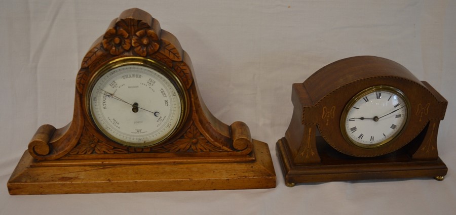 Musson of Louth mantel piece barometer & an Edwardian mantel clock