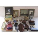 Various ceramics, glassware, prints, Dambusters pen set, dominoes etc