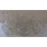 Selection of cut glass vases and bowls etc