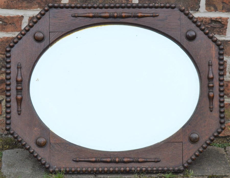 Large oak 1930's wall mirror 77cm by 59cm