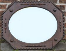 Large oak 1930's wall mirror 77cm by 59cm