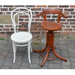 Bentwood bar stool & a painted bentwood chair