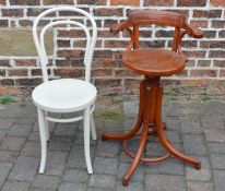 Bentwood bar stool & a painted bentwood chair