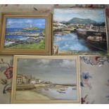 3 harbour / coastal paintings inc J Sealey oil on board 67.5 cm x 47 cm, and W Taylor 57 cm x 48