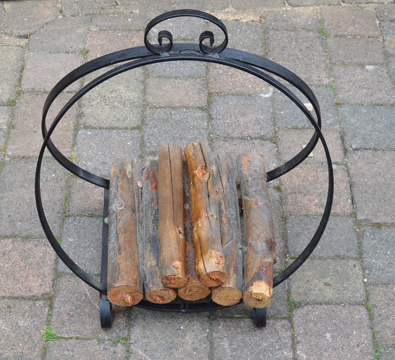 Hearth tidy, a brass coal scuttle & a log cradle - Bild 2 aus 2