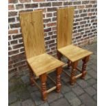 Pair of ash hall chairs with pine legs
