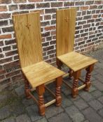 Pair of ash hall chairs with pine legs