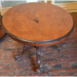 Oval late Victorian tilt top table L 117cm