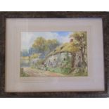 Framed watercolour by W Harford of a country cottage 45 cm x 35 cm (size including frame)