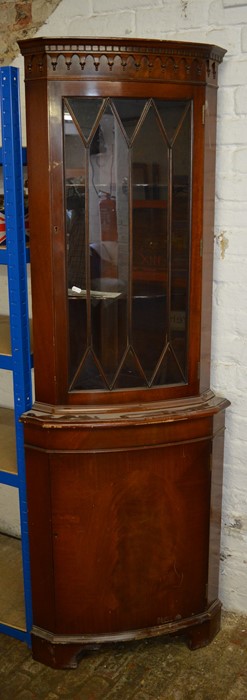 Bow fronted mahogany corner cupboard H 185  cm