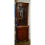 Bow fronted mahogany corner cupboard H 185  cm
