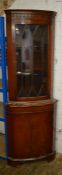 Bow fronted mahogany corner cupboard H 185  cm