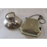 Silver capstan inkwell (missing lining) Chester 1920 D 8 cm H 4.5 cm together with silver plated