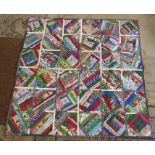 Large Christmas themed patchwork quilt 160 cm x 160 cm