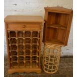 Pine wine cabinet, corner cupboard & bamboo plant stand