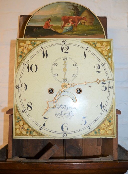 Early Victorian 8 day longcase clock maker John Pearson Louth in a mixed wood case with painted dial - Bild 2 aus 8