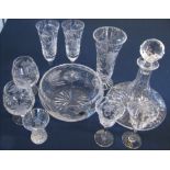 Selection of matching Royal Brierley crystal inc bowl, vase and decanter