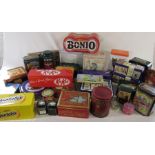 Various tins inc Kitkat, Weetabix, After eight and Thorntons (2 boxes)