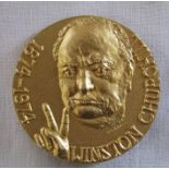 Cased 18ct gold Sporrong limited edition Winston Churchill 1874-1974 Blood Sweat Tears medallion