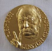 Cased 18ct gold Sporrong limited edition Winston Churchill 1874-1974 Blood Sweat Tears medallion