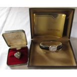 Boxed Ladies Longines quartz watch and a micro mosiac heart brooch