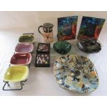 Various vintage ceramics and glassware inc studio pottery and Denby & mosiac photo frames and