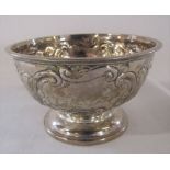 Small Victorian silver pedestal bowl with repousse flowers and swags decoration Chester 1898 H 6