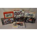 7 Honda motorcycle kits inc Revell, Tamiya & Lindberg