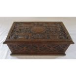 Carved wooden oak box L 35 cm D 20 cm H 13 cm