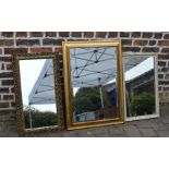 3 gilded wall mirrors (largest 90 cm x 63 cm)