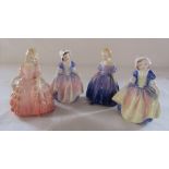 4 small Royal Doulton figurines - Rose, Marie, Dinky Do (2) H 12 cm