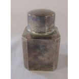 Small Victorian square silver tea canister Birmingham 1897 H 8 cm weight 2.61 ozt