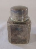 Small Victorian square silver tea canister Birmingham 1897 H 8 cm weight 2.61 ozt