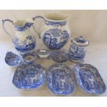 Selection of Spode Italian inc large jug H 31 cm, wash jug H 30 cm and biscuit barrel