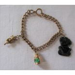 9ct gold bracelet with 2 9ct gold charms and a New Zealand nephrite Hei-tiki total weight 15.3 g (