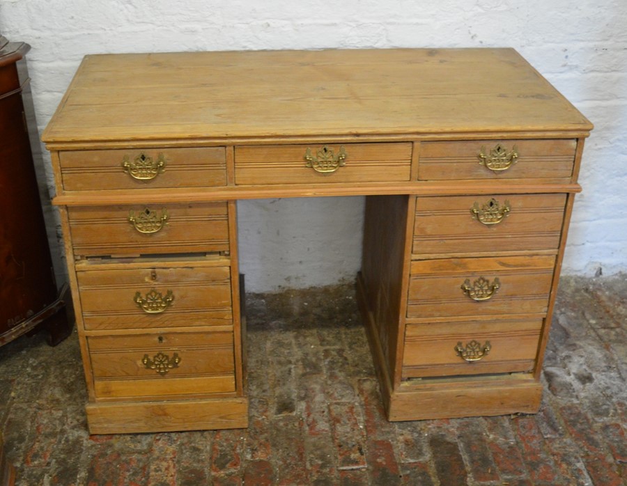 Victorian twin pedestal pine desk