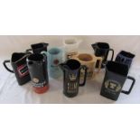 Selection of ceramic advertising jugs inc Black Label, Bacardi rum and Tennent's Extra