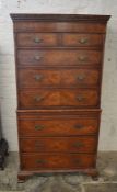 Reproduction Georgian  chest on chest with burr elm veneer & parquetry stringing with a brushing