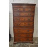 Reproduction Georgian  chest on chest with burr elm veneer & parquetry stringing with a brushing