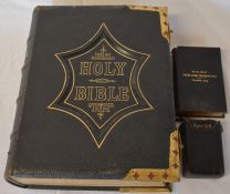 Brass mounted family bible, 2 hymn books & The book of common prayers