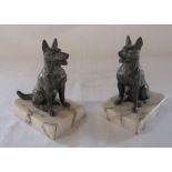 Pair of bronze Alsatian book ends on marble bases L 11 cm H 13 cm