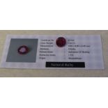 4.65 ct ruby stone with certificate (indication of heating) 8.80 x 8.80 x 6.00 mm